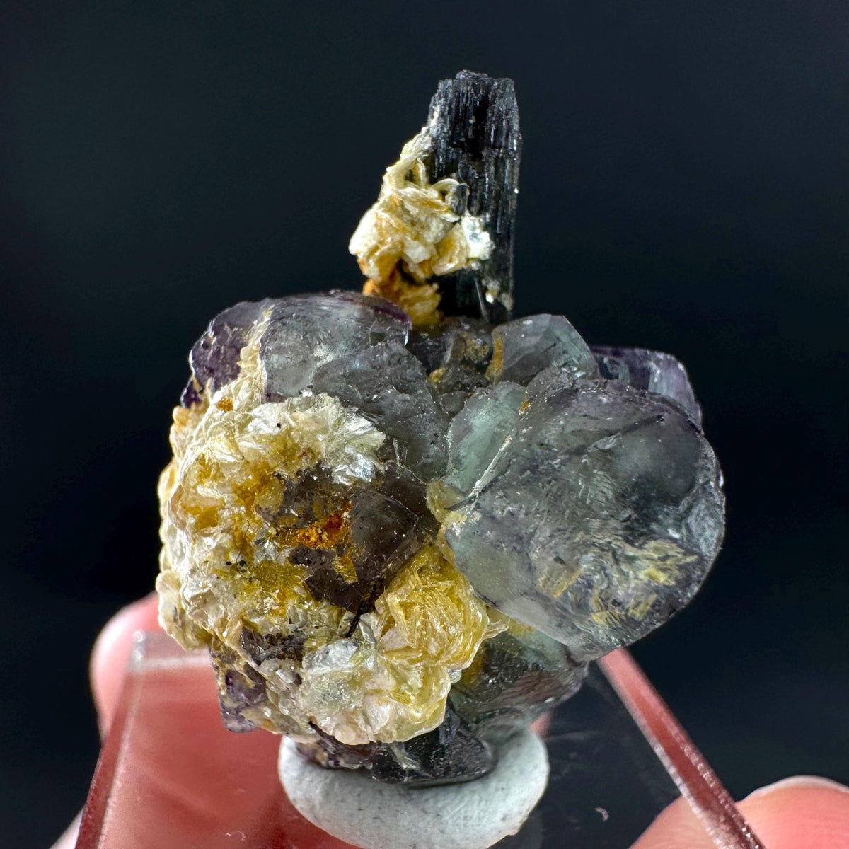 Fluorite w/ Schorl, & Muscovite | Lollipop Pocket, green crystal, mineral specimen from Namibia