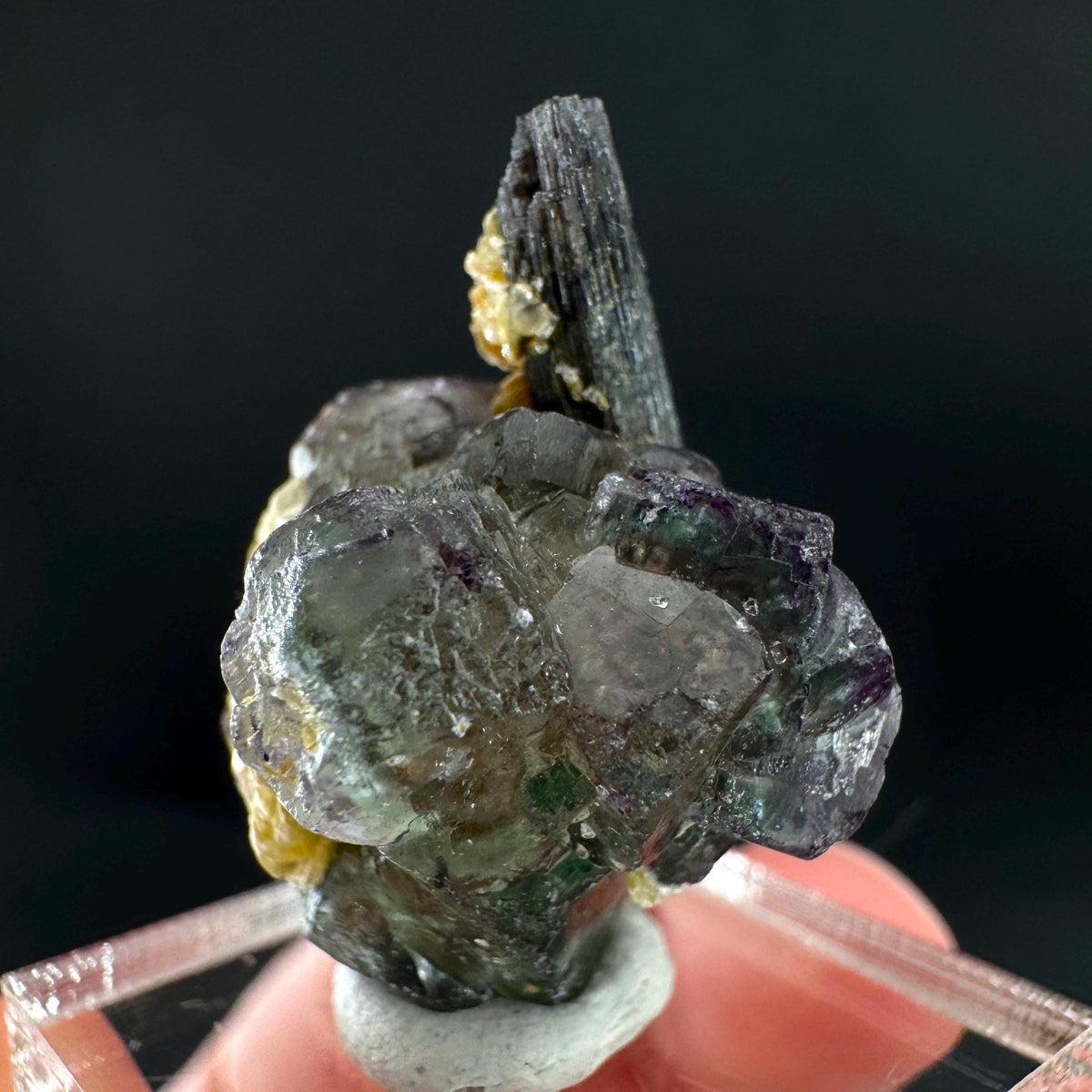 Fluorite w/ Schorl, & Muscovite | Lollipop Pocket, green crystal, mineral specimen from Namibia