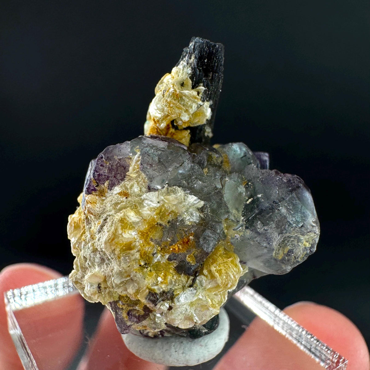 Fluorite w/ Schorl, & Muscovite | Lollipop Pocket, green crystal, mineral specimen from Namibia