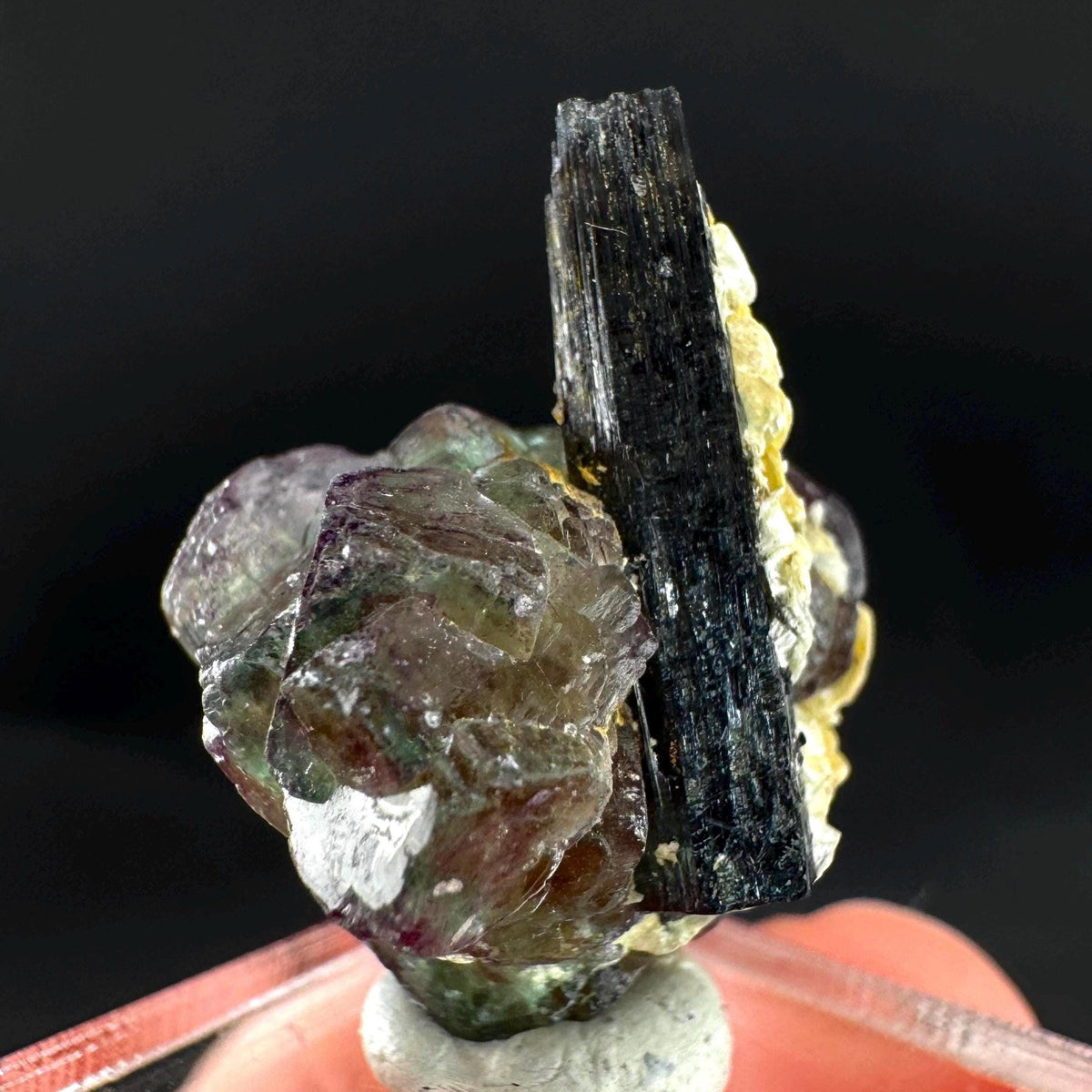 Fluorite w/ Schorl, & Muscovite | Lollipop Pocket, green crystal, mineral specimen from Namibia