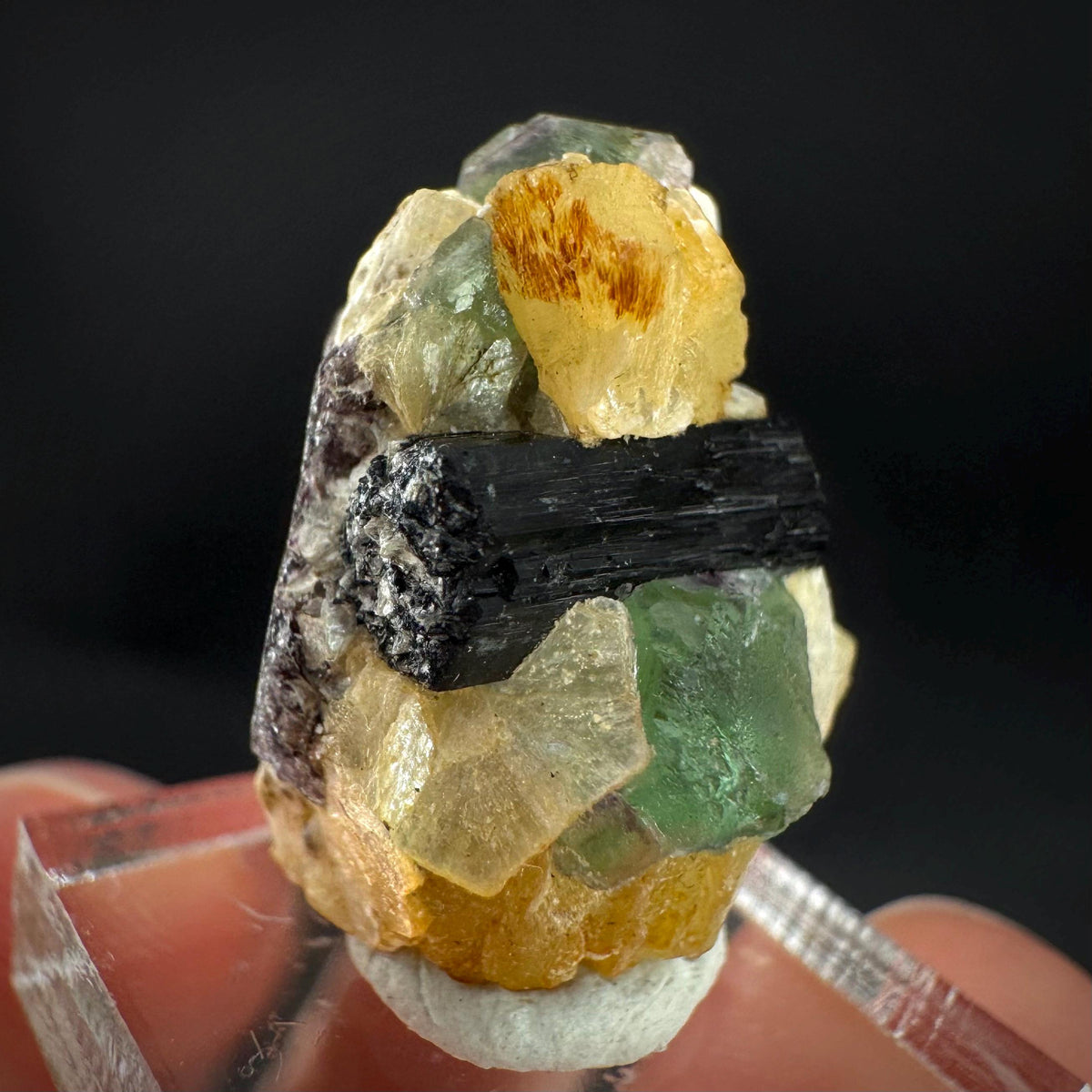Fluorite w/ Schorl, & Muscovite | Lollipop Pocket, green crystal, mineral specimen from Namibia
