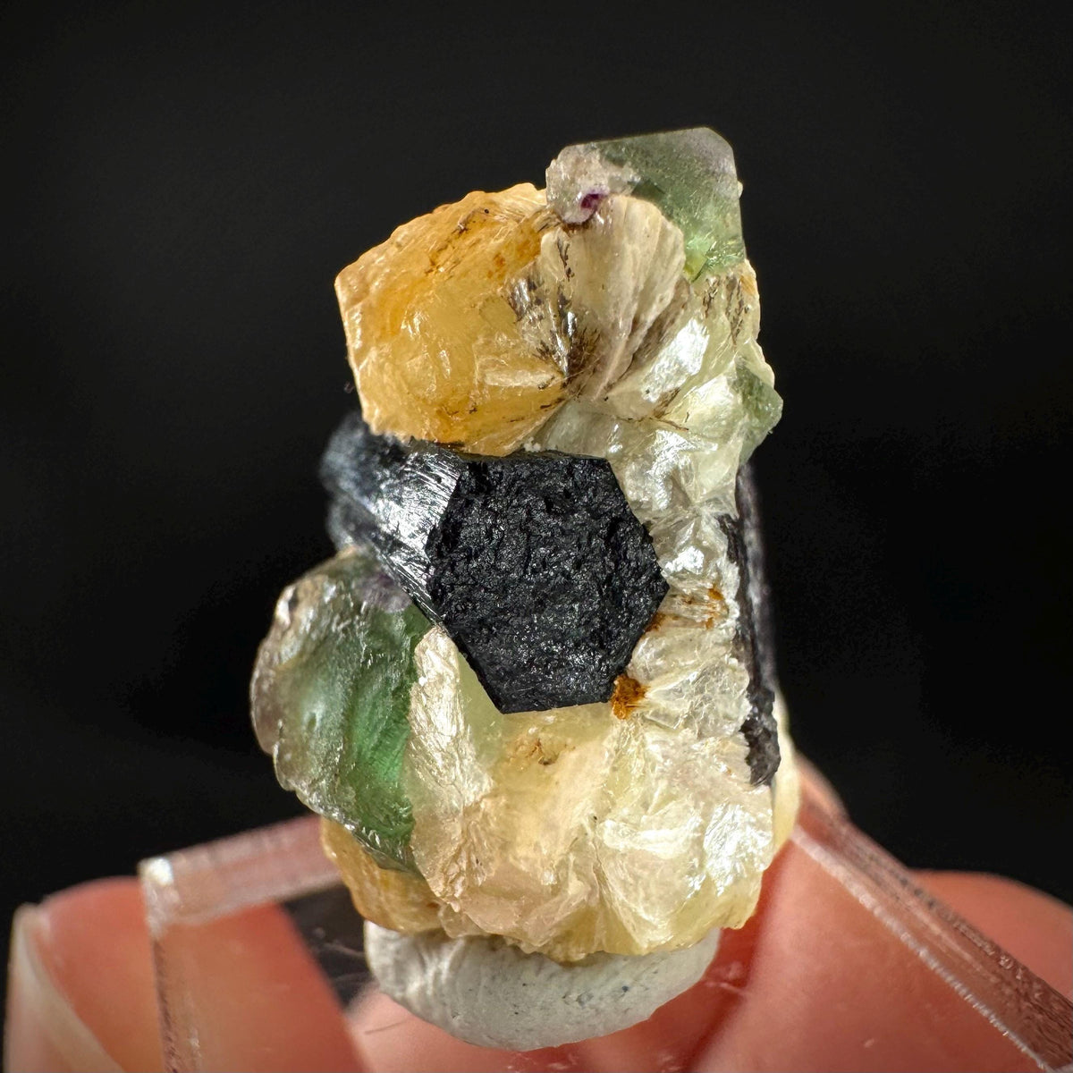 Fluorite w/ Schorl, & Muscovite | Lollipop Pocket, green crystal, mineral specimen from Namibia