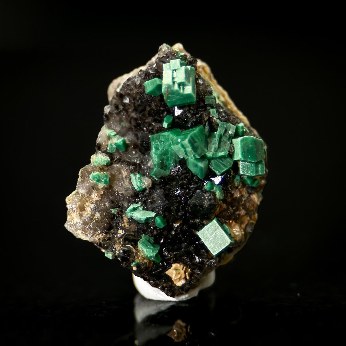 Torbernite | green crystals on matrix, rare mineral specimen from France