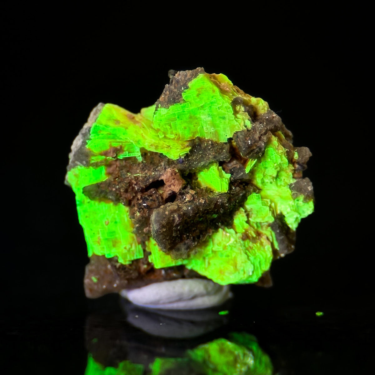 Uranocircite | fluorescent UV reactive crystal, rare mineral specimen from Germany