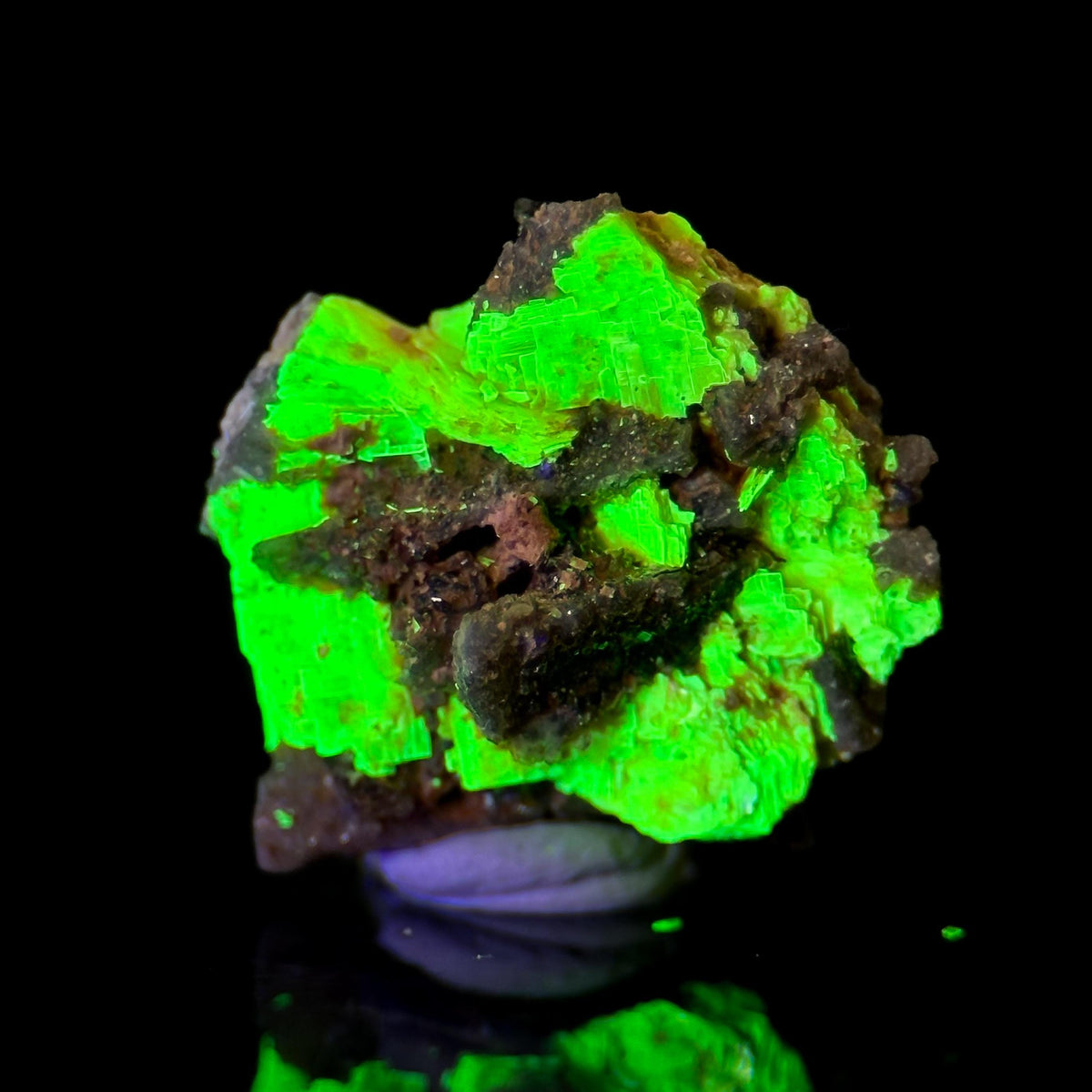 Uranocircite | fluorescent UV reactive crystal, rare mineral specimen from Germany