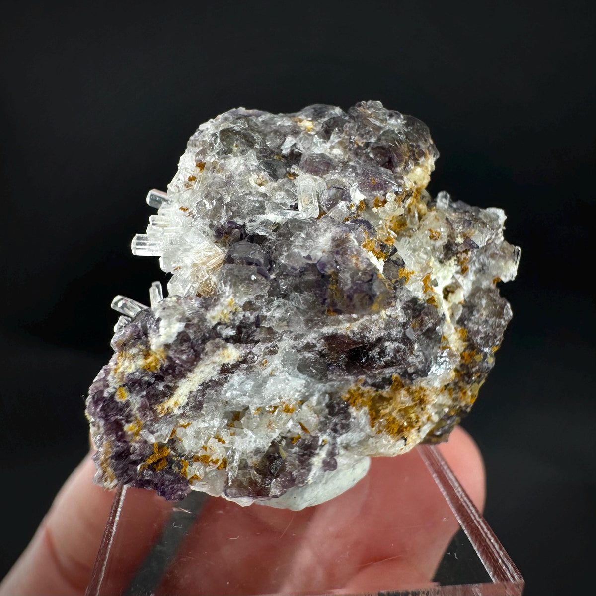 Beryl var. Goshenite with Fluorite | natural crystal cluster, mineral specimen from Namibia