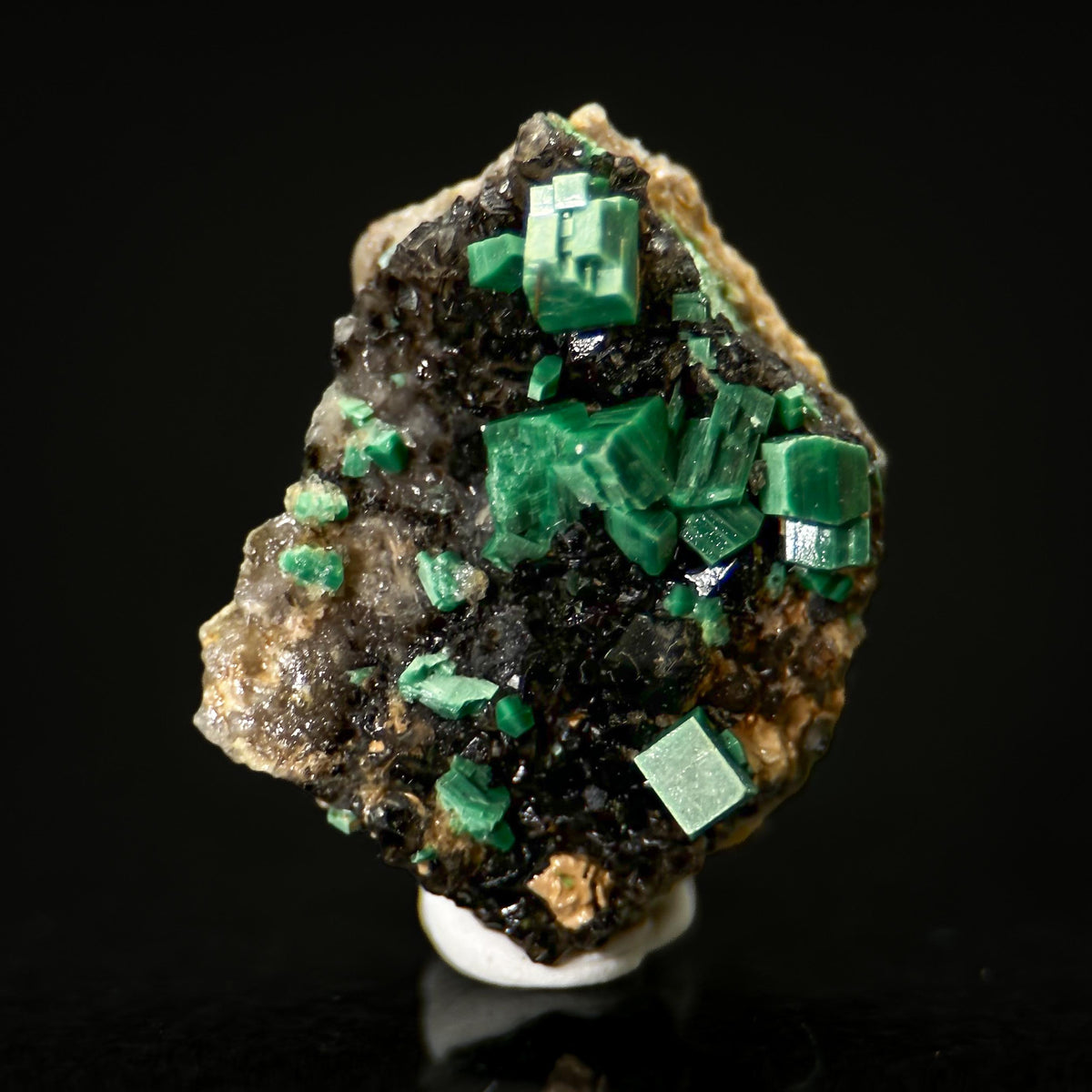 Torbernite | green crystals on matrix, rare mineral specimen from France