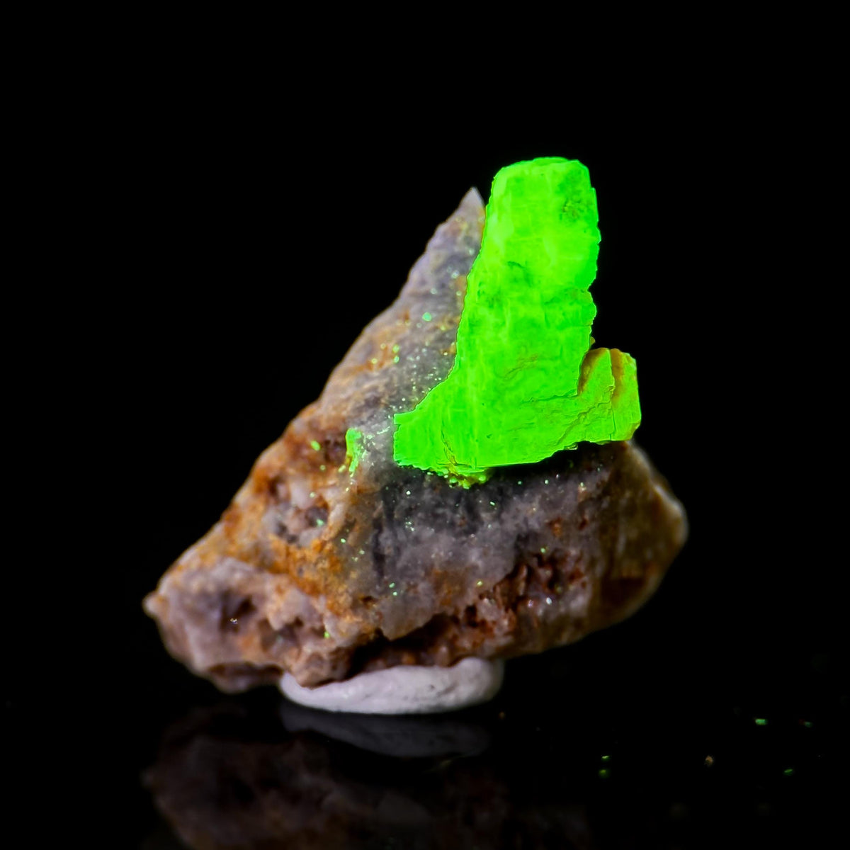 Uranocircite | fluorescent UV reactive crystal, rare mineral specimen from Germany