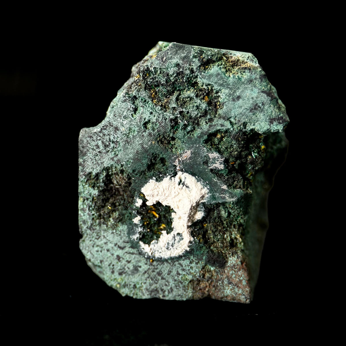 Kasolite w/ Malachite | orange and green crystal, rare mineral specimen from DR Congo