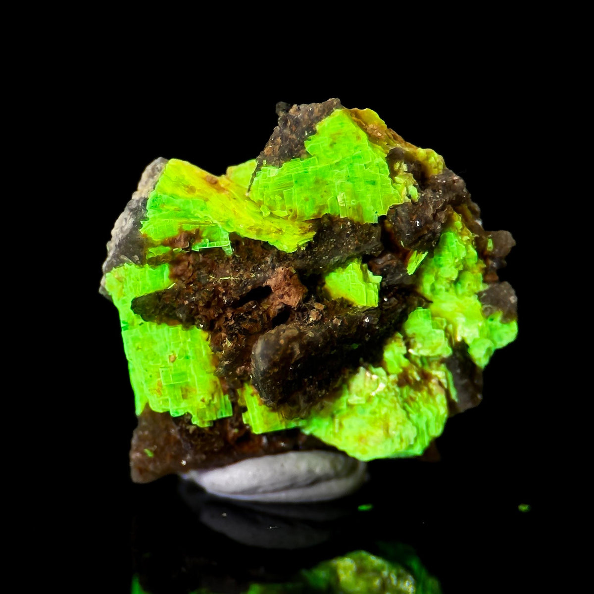 Uranocircite | fluorescent UV reactive crystal, rare mineral specimen from Germany