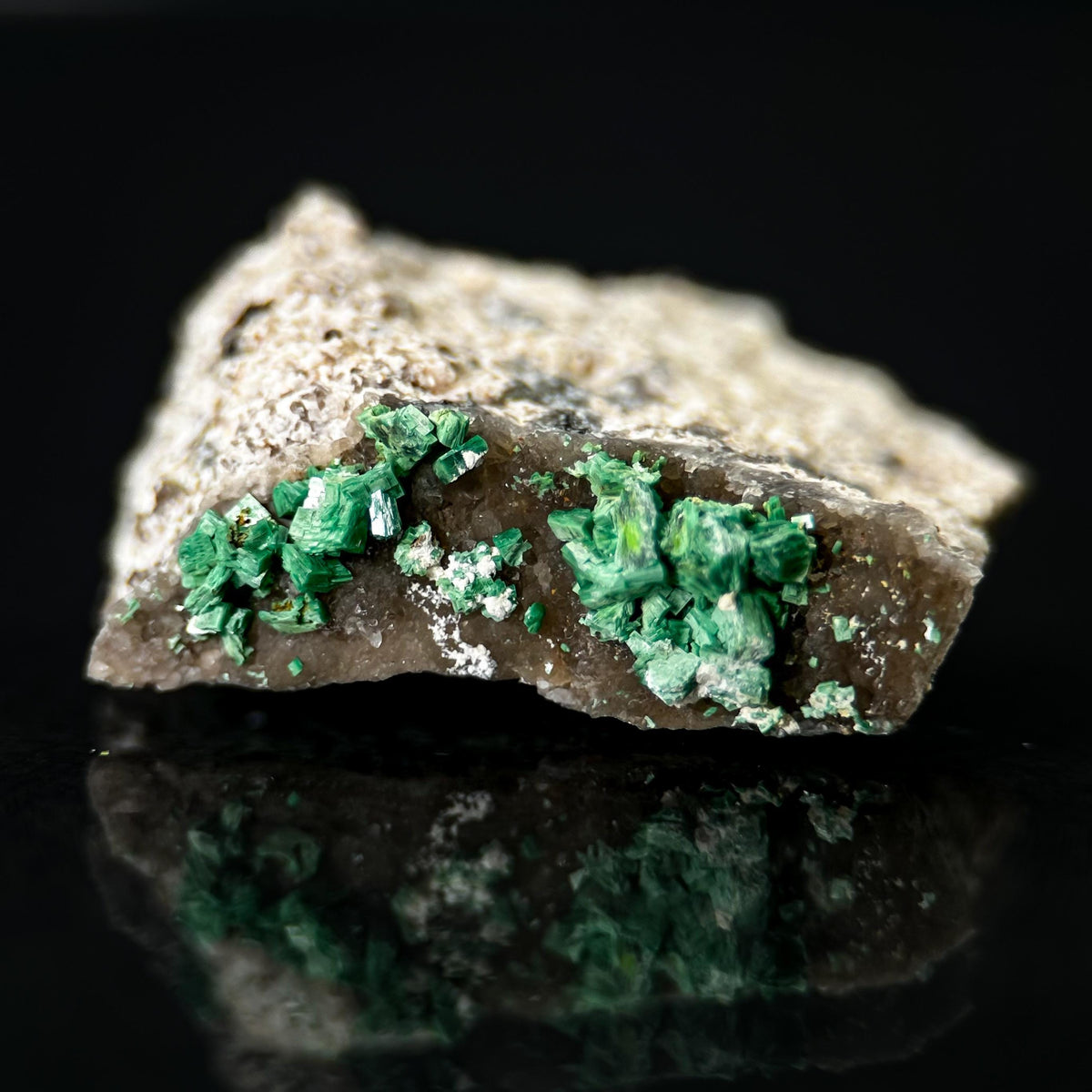 Torbernite | green crystals on matrix, rare mineral specimen from France