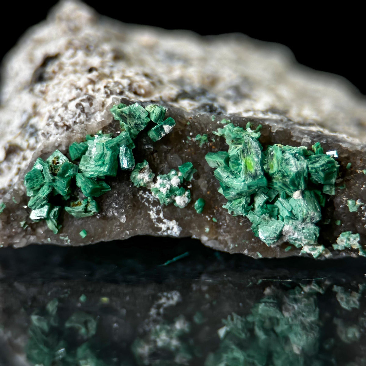 Torbernite | green crystals on matrix, rare mineral specimen from France