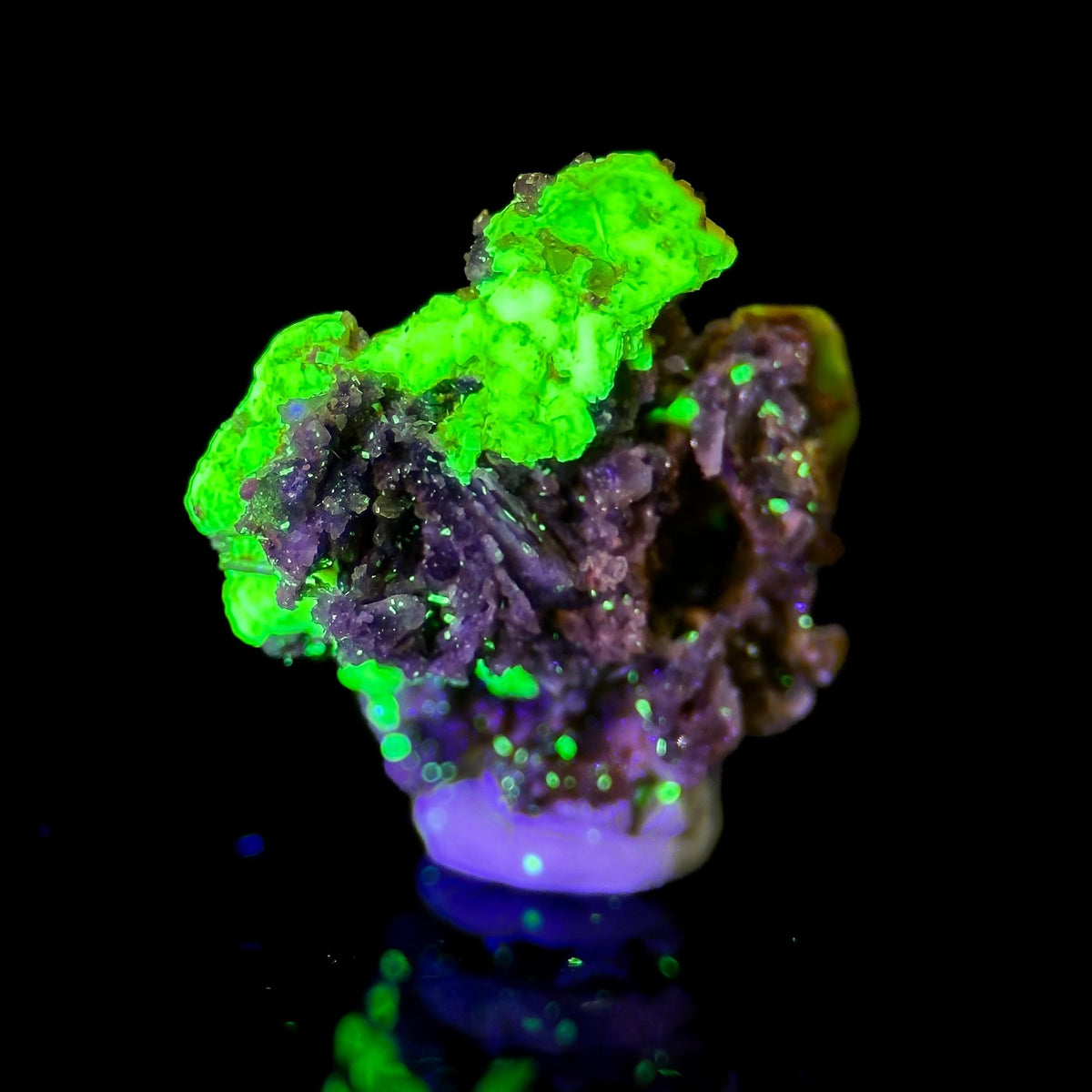 Uranocircite | fluorescent UV reactive crystal, rare mineral specimen from Germany