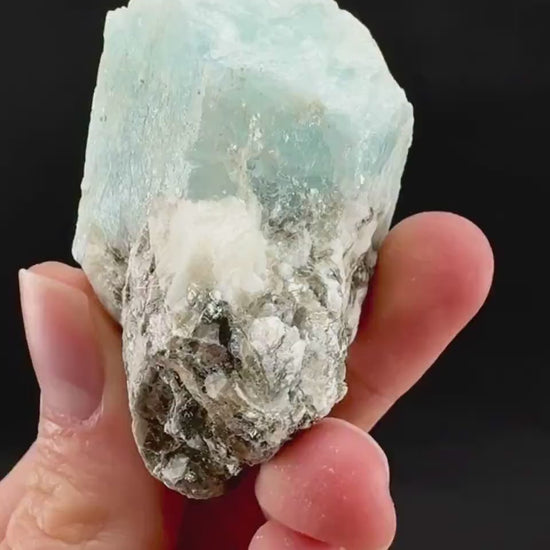 Aquamarine w/ Muscovite & Albite (Pakistan) | natural aquamarine crystal, mineral specimen