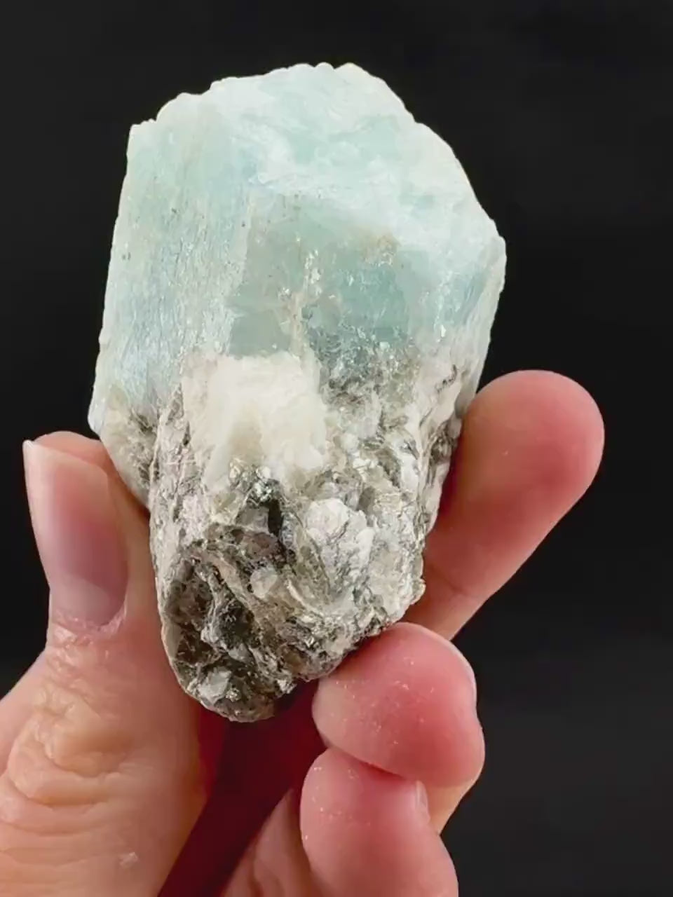 Aquamarine w/ Muscovite & Albite (Pakistan) | natural aquamarine crystal, mineral specimen