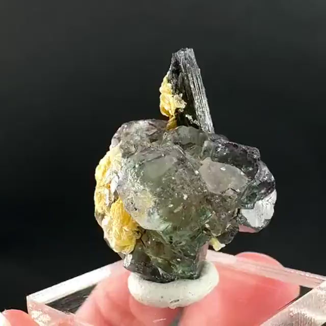 Fluorite w/ Schorl, & Muscovite | Lollipop Pocket, green crystal, mineral specimen from Namibia