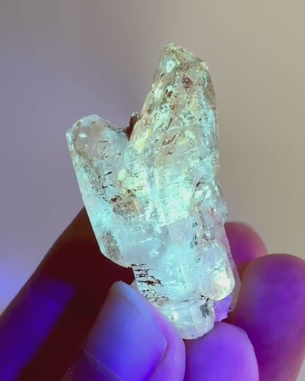 Firefly Petroleum Quartz | UV reactive crystal, fluorescent mineral from Madagascar