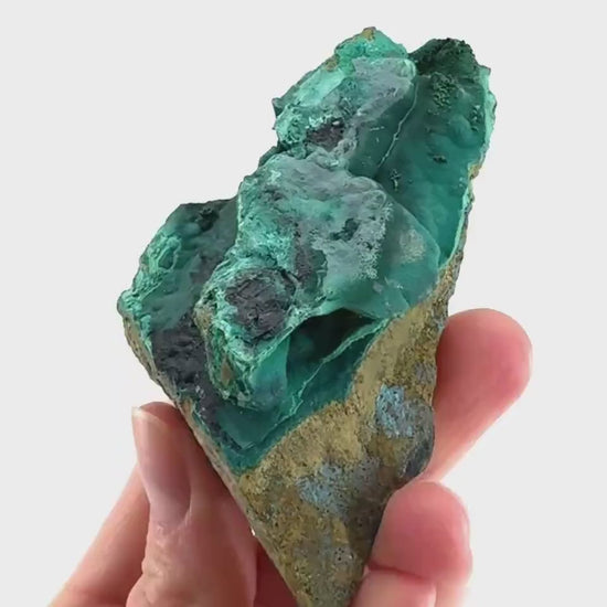 Malachite, Chrysocolla, & Heterogenite | raw green-blue crystal cluster, mineral specimen