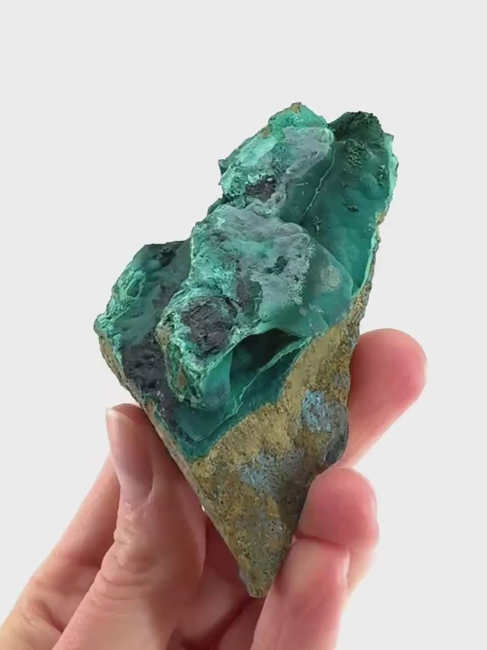 Malachite, Chrysocolla, & Heterogenite | raw green-blue crystal cluster, mineral specimen