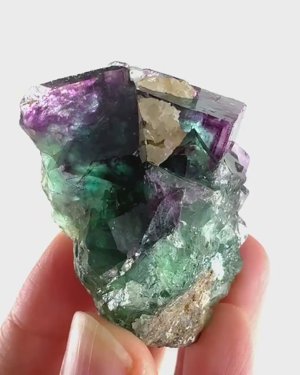Okorusu Fluorite (Namibia) | “Aurora Pocket” green & purple fluorite crystal, raw fluorite, mineral specimen