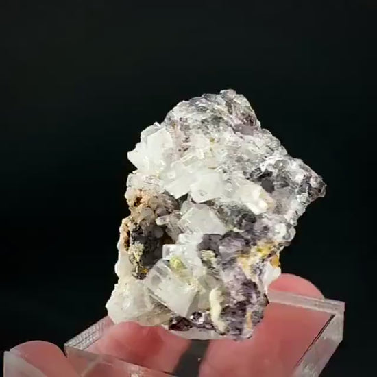 Beryl var. Goshenite with Fluorite | natural crystal cluster, mineral specimen from Namibia