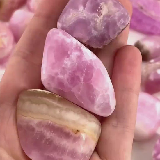 Rare! ONE tumbled pink aragonite, natural pink aragonite, polished aragonite, pink calcite tumble, pink aragonite crystal