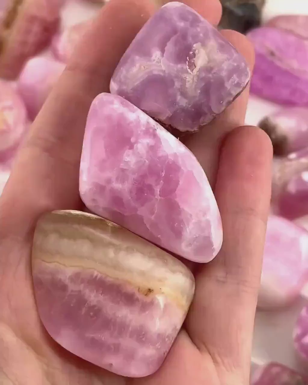 Rare! ONE tumbled pink aragonite, natural pink aragonite, polished aragonite, pink calcite tumble, pink aragonite crystal