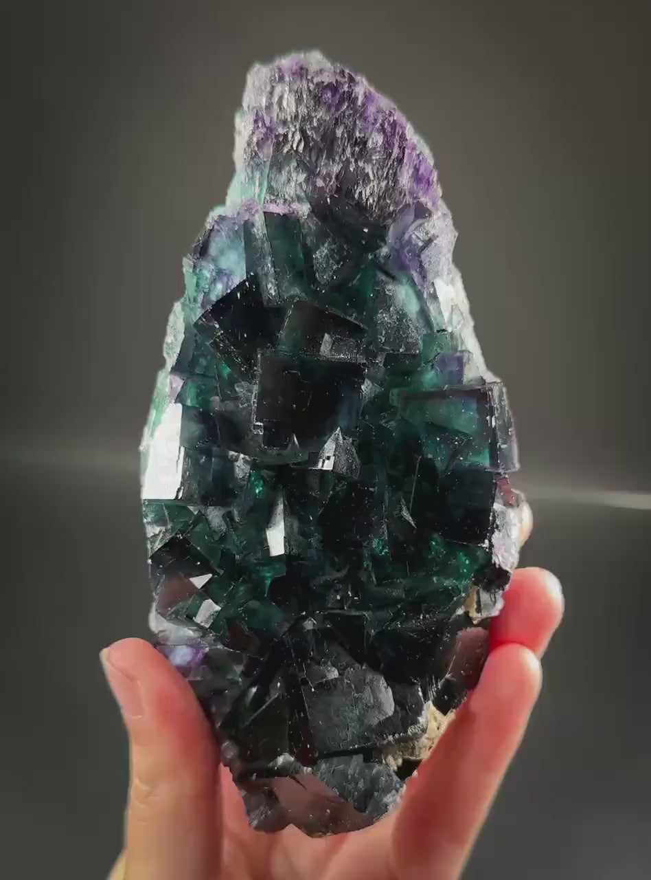 Okorusu Fluorite (Namibia) | green & purple fluorite crystal, mineral specimen