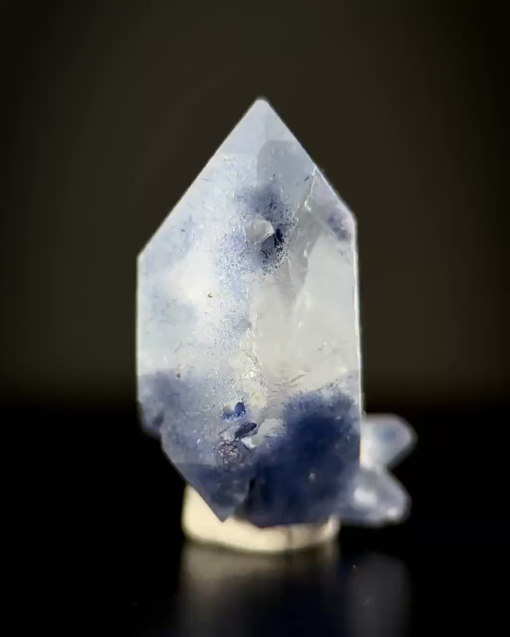 Dumortierite in Quartz | blue crystal point, rare mineral specimen from Brazil
