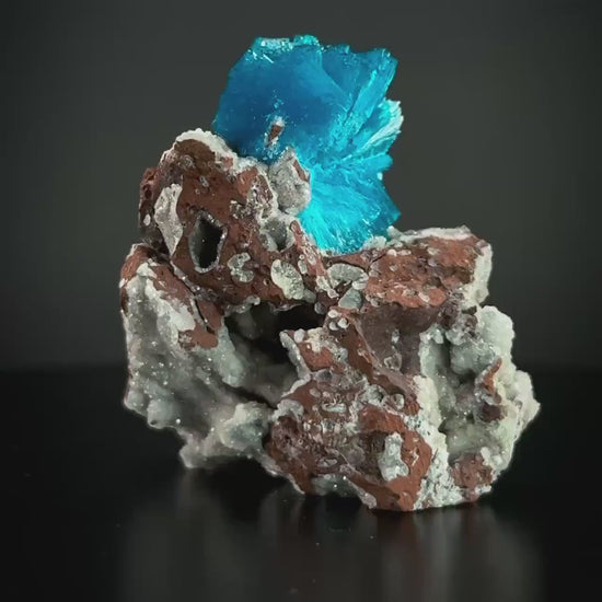 Deep Blue Cavansite on Matrix | crystal cluster, mineral specimen