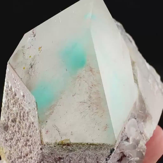Ajoite & Copper Included Quartz (South Africa) | ajoite quartz crystal, rare mineral specimen