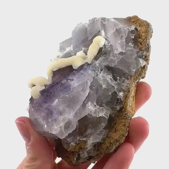 Blue Fluorite w/ Calcite (Pakistan) | blue fluorite crystal cluster, mineral specimen