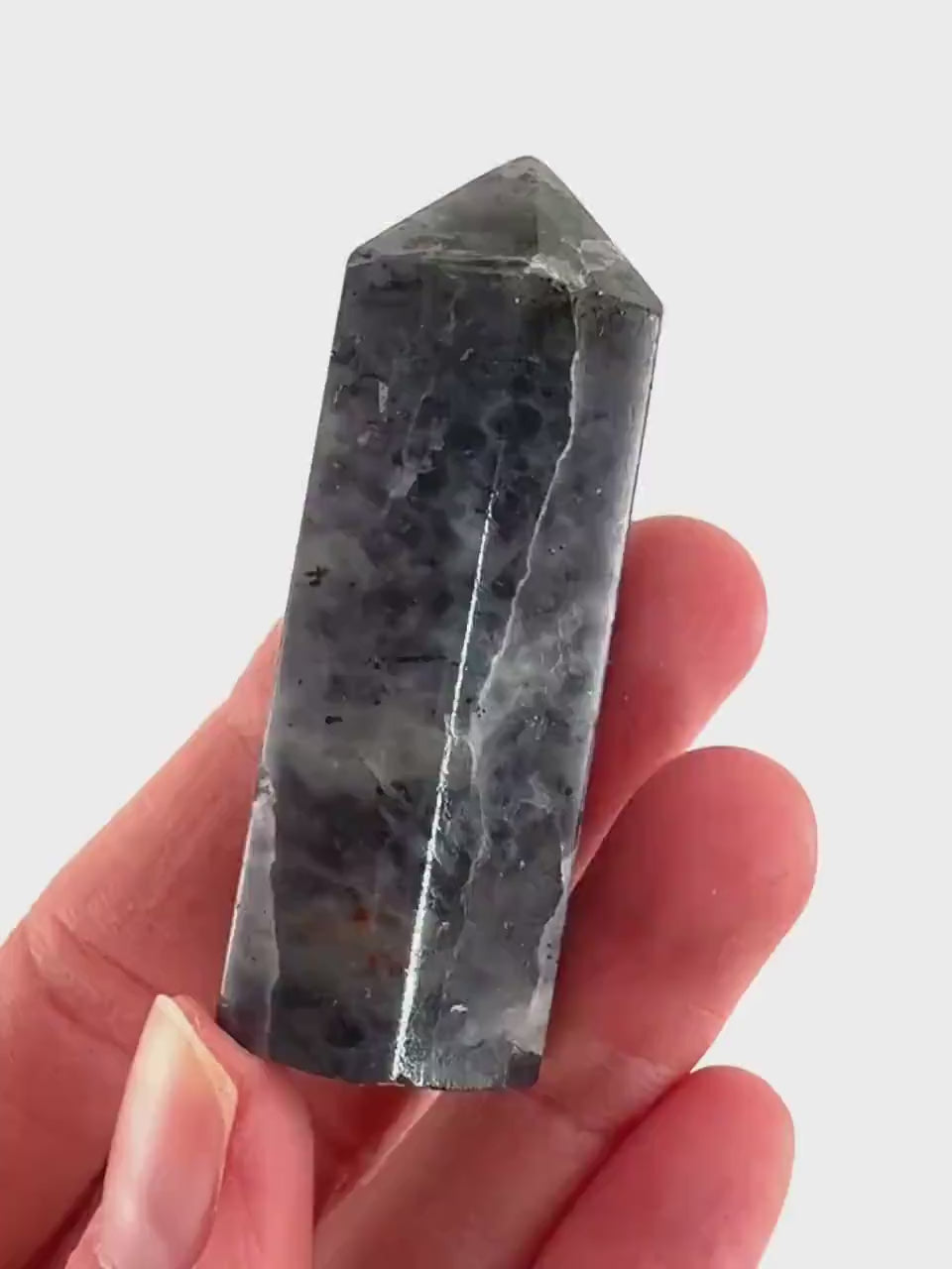 Iolite Point (India) | polished iolite crystal tower, cordierite point, crystal point