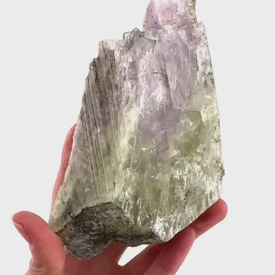 Lavender Kunzite | raw pink spodumene crystal, mineral specimen from Pakistan