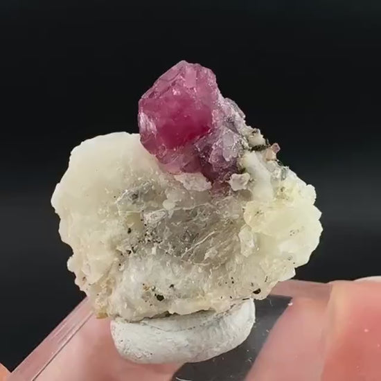 Spinel on Calcite Matrix | Natural red UV reactive crystal, mineral specimen from Afghanistan