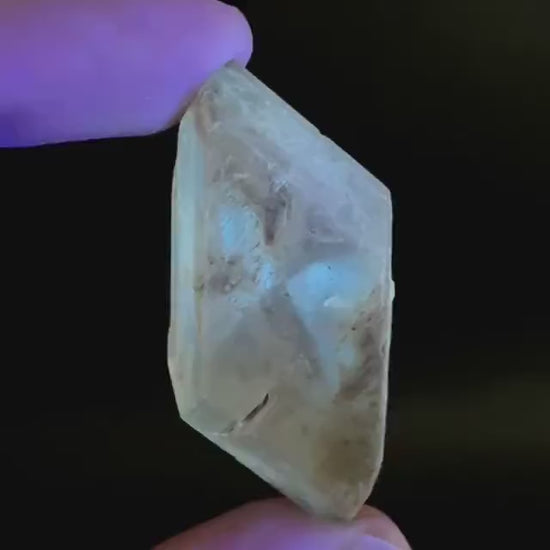Hourglass Selenite | Phosphorescent UV Reactive Gypsum Crystal from Canada