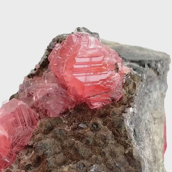 Rhodochrosite on Matrix (Peru) | rhodochrosite crystal, rare crystals, mineral specimen, rare minerals, natural rhodochrosite