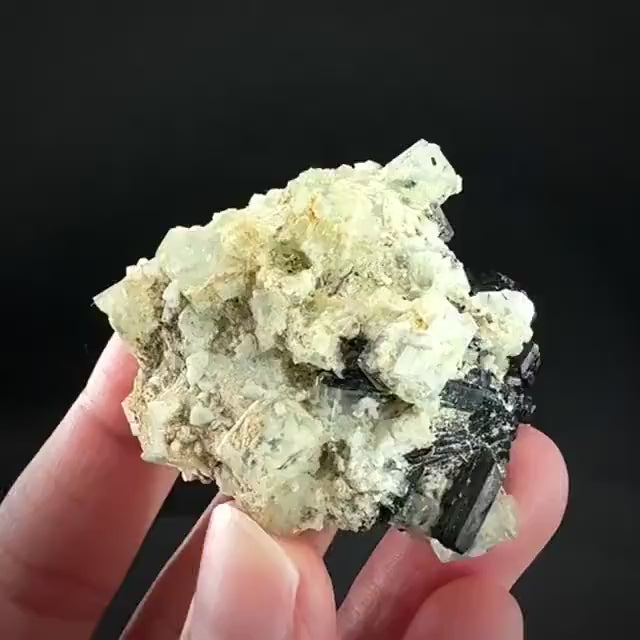 Beryl var. Goshenite with Black Tourmaline | natural crystal cluster, mineral specimen from Namibia