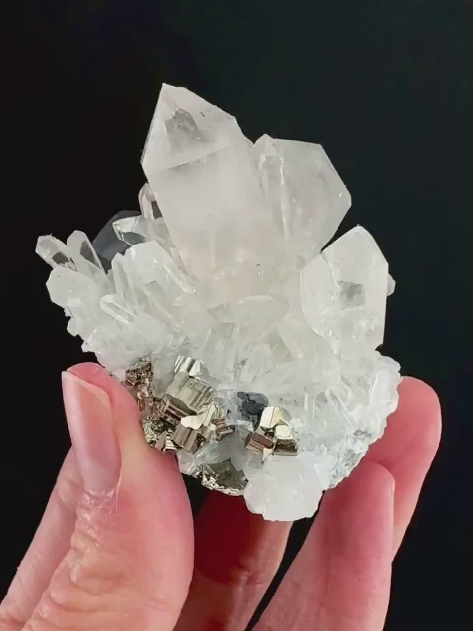 Pyrite & Galena on Quartz (Indonesia) | raw pyrite, natural pyrite cluster, quartz crystal, mineral specimen