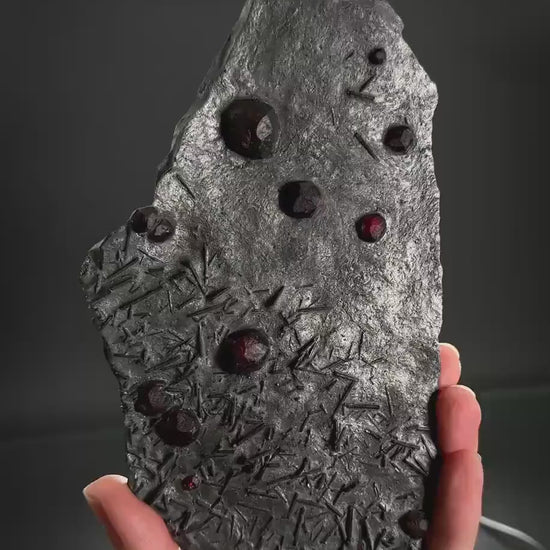 Red Embers Garnet w/ Tourmaline in Schist, Red Almandine Crystals, Mineral Specimen from Massachusetts, USA
