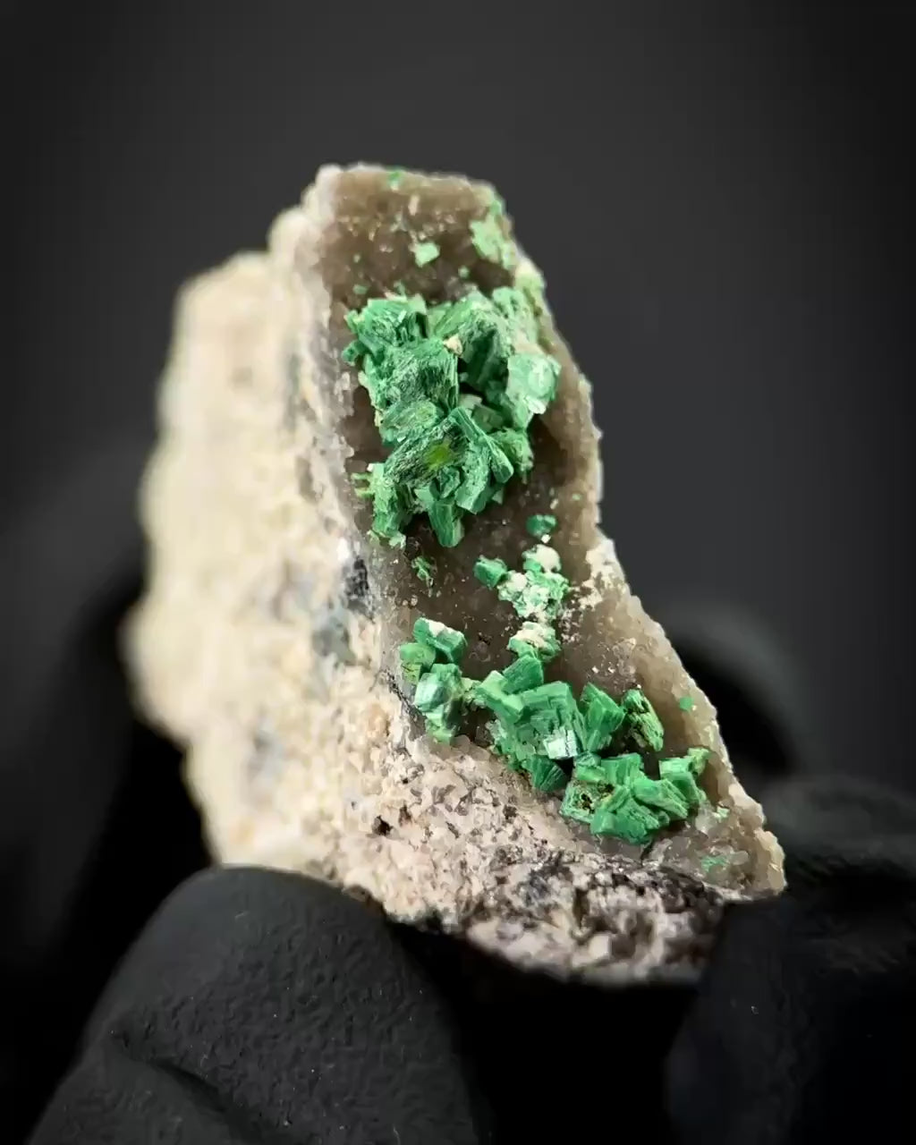 Torbernite | green crystals on matrix, rare mineral specimen from France