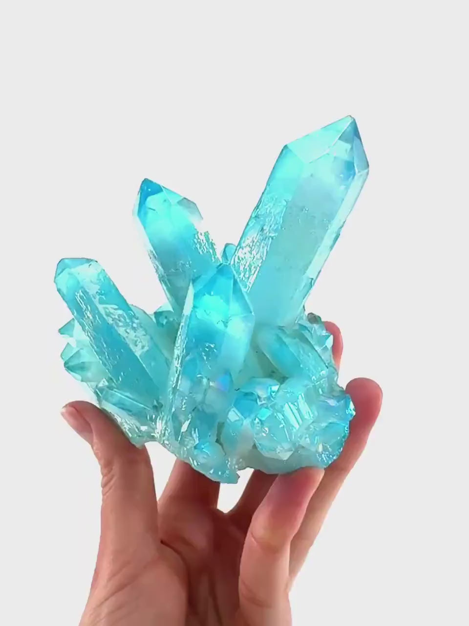 Blue Aura Quartz Cluster | aqua aura quartz cluster, aura crystal