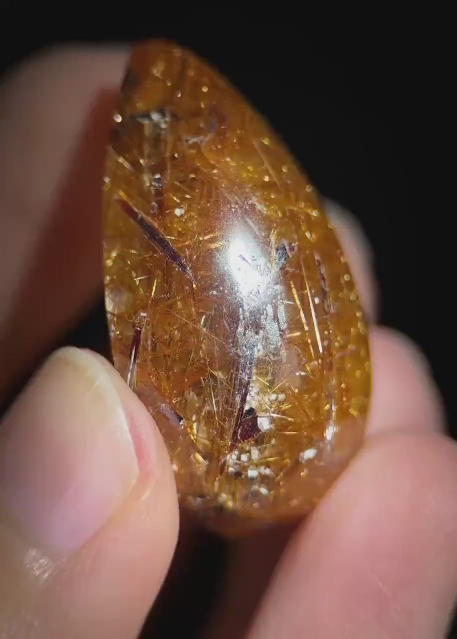 Copper Rutile Quartz Cabochon | Flashy Natural Gemstone
