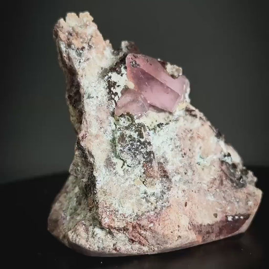 Gem Cobaltoan Calcite with Bisbeeite | translucent pink crystal cluster, mineral specimen
