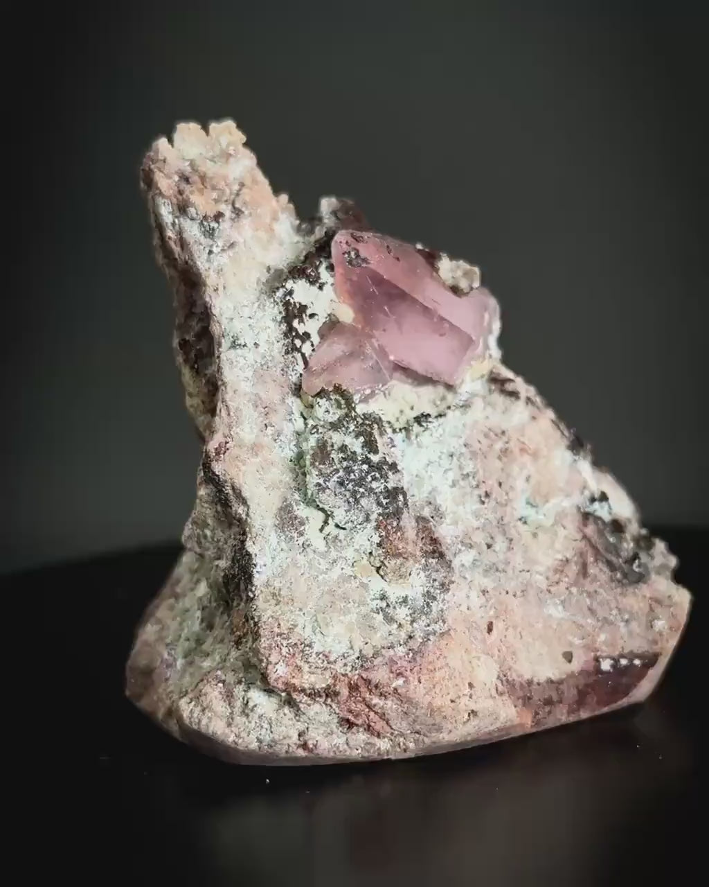 Gem Cobaltoan Calcite with Bisbeeite | translucent pink crystal cluster, mineral specimen