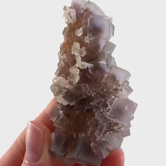 Purple Fluorite w/ Calcite (Pakistan) | purple fluorite crystal cluster, mineral specimen
