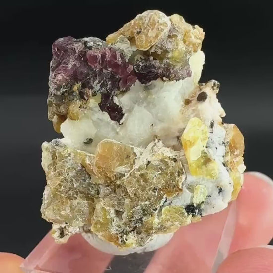 Spinel on Calcite Matrix | Natural red UV reactive crystal, mineral specimen from Afghanistan