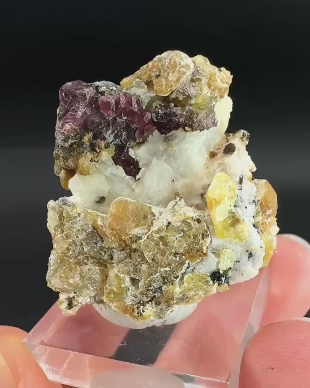Spinel on Calcite Matrix | Natural red UV reactive crystal, mineral specimen from Afghanistan
