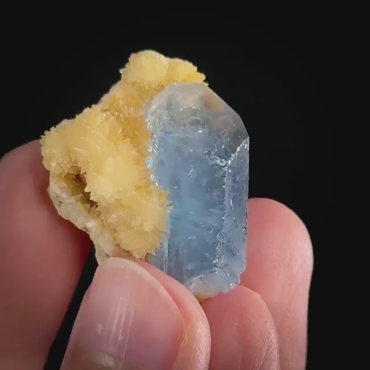 Celestite on Calcite (Afghanistan) | natural blue celestite crystal, mineral specimen