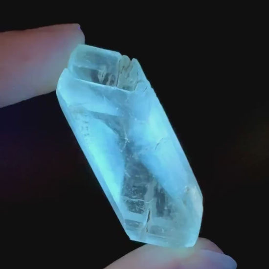 Hourglass Selenite | Phosphorescent UV Reactive Gypsum Crystal from Canada